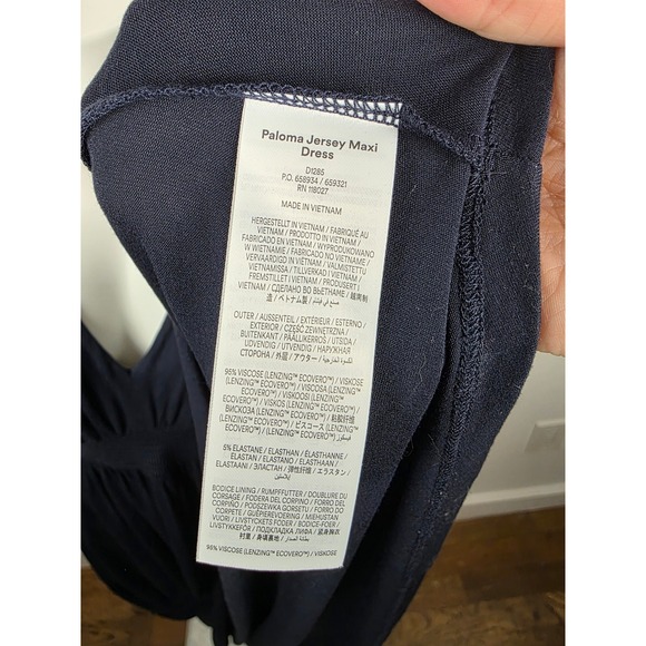 Boden Paloma Jersey Maxi Dress Navy Blue V Neck Smocked Waist Sleeveless Size 8L - Picture 7 of 7